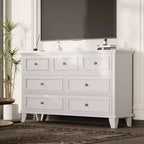 Commode COZONY à 7 tiroirs, Grande commode en bois avec poignées en métal, Meuble de rangement/Meuble TV pour chambre à coucher, salon, entrée
