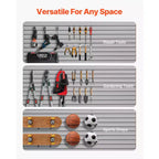 Panneaux muraux à lattes VEVOR, 2,4 x 1,2 m, lambris mural PVC pour garage avec conception modulaire, panneaux muraux à lattes gris faciles à installer et ajustables, gris