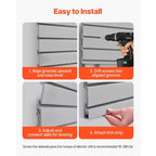 Panneaux muraux à lattes VEVOR, 2,4 x 1,2 m, lambris mural PVC pour garage avec conception modulaire, panneaux muraux à lattes gris faciles à installer et ajustables, gris