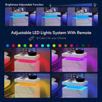 Table de chevet moderne avec 2 tiroirs et lumière LED, table d'appoint de chambre à coucher et de salon