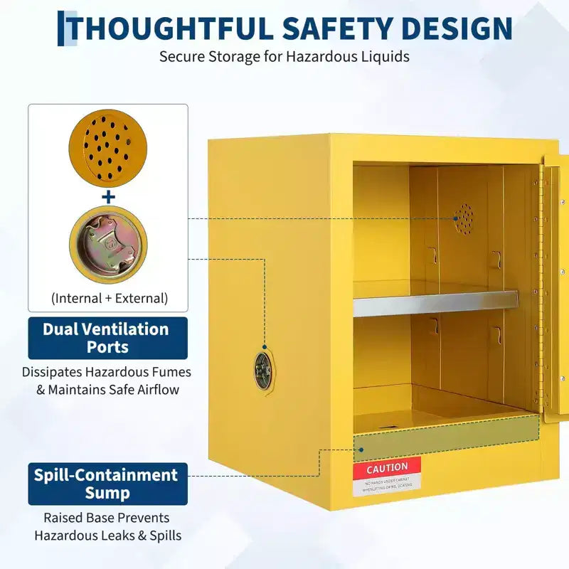 Armoire de sécurité jaune Acekool de 15 litres pour produits inflammables