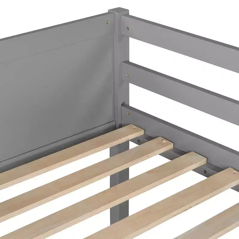 Lit mezzanine moderne en bois Luxystar, taille double, avec échelle inclinée