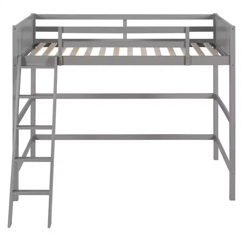 Lit mezzanine moderne en bois Luxystar, taille double, avec échelle inclinée