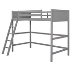 Lit mezzanine moderne en bois Luxystar, taille double, avec échelle inclinée
