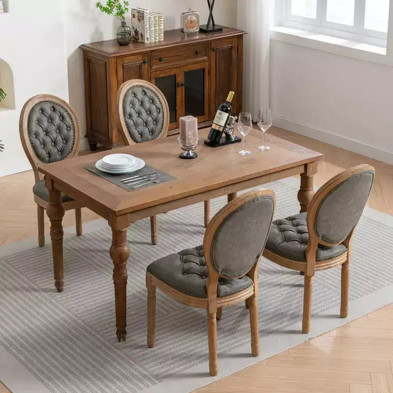 Lot de 2 chaises de salle à manger modernes, chaises de salle à manger de cuisine du milieu du siècle avec dossier, cadre et pieds en bois, décoration à rivets