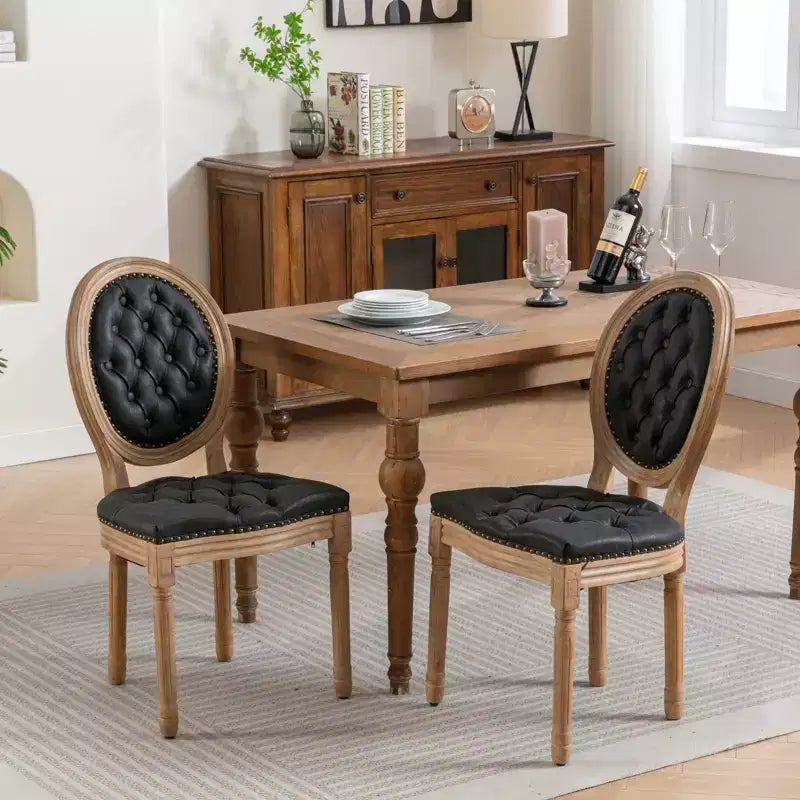Lot de 2 chaises de salle à manger modernes, chaises de salle à manger de cuisine du milieu du siècle avec dossier, cadre et pieds en bois, décoration à rivets