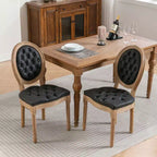 Lot de 2 chaises de salle à manger modernes, chaises de salle à manger de cuisine du milieu du siècle avec dossier, cadre et pieds en bois, décoration à rivets