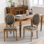 Lot de 2 chaises de salle à manger modernes, chaises de salle à manger de cuisine du milieu du siècle avec dossier, cadre et pieds en bois, décoration à rivets