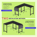 MAYEERTY Bureau d'angle en forme de L de 49 pouces, pour jeux, avec support d'unité centrale et sac latéral pour la maison, le bureau et le dortoir