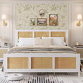 Modern Rattan Bed Frame  Full & King Size Platform with Headboard, Bohemian Design, Metal Slats Support, Noise-Free, Underbed Storage
