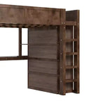 Lit mezzanine Queen Size avec armoire et bureau, lit mezzanine Queen en bois massif avec étagères de rangement et station de charge USB