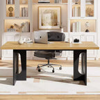 Table à manger, bureau d'ordinateur, bureau moderne, poste de travail en bois, plateau épaissi et base robuste, convient aux cuisines, bureaux et maisons