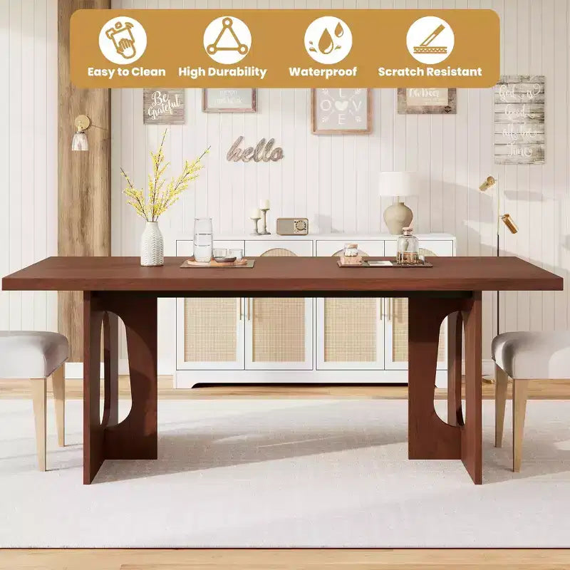 Table à manger, bureau d'ordinateur, bureau moderne, poste de travail en bois, plateau épaissi et base robuste, convient aux cuisines, bureaux et maisons