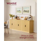 Collection VASAGLE MAXE - Buffet, Meuble de cuisine, Meuble de rangement avec étagère réglable, Portes nervurées, Style Transitionnel, Chêne Beige