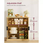 Collection VASAGLE MAXE - Buffet, Meuble de cuisine, Meuble de rangement avec étagère réglable, Portes nervurées, Style Transitionnel, Chêne Beige