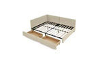 Lit de repos rembourré en velours TUYOHW Mid-Century avec 2 tiroirs, cadre de lit de rangement en bois d'eucalyptus, taille double, pour chambre et salon