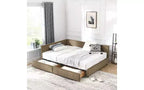 Lit de repos rembourré en velours TUYOHW Mid-Century avec 2 tiroirs, cadre de lit de rangement en bois d'eucalyptus, taille double, pour chambre et salon