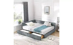 Lit de repos rembourré en velours TUYOHW Mid-Century avec 2 tiroirs, cadre de lit de rangement en bois d'eucalyptus, taille double, pour chambre et salon