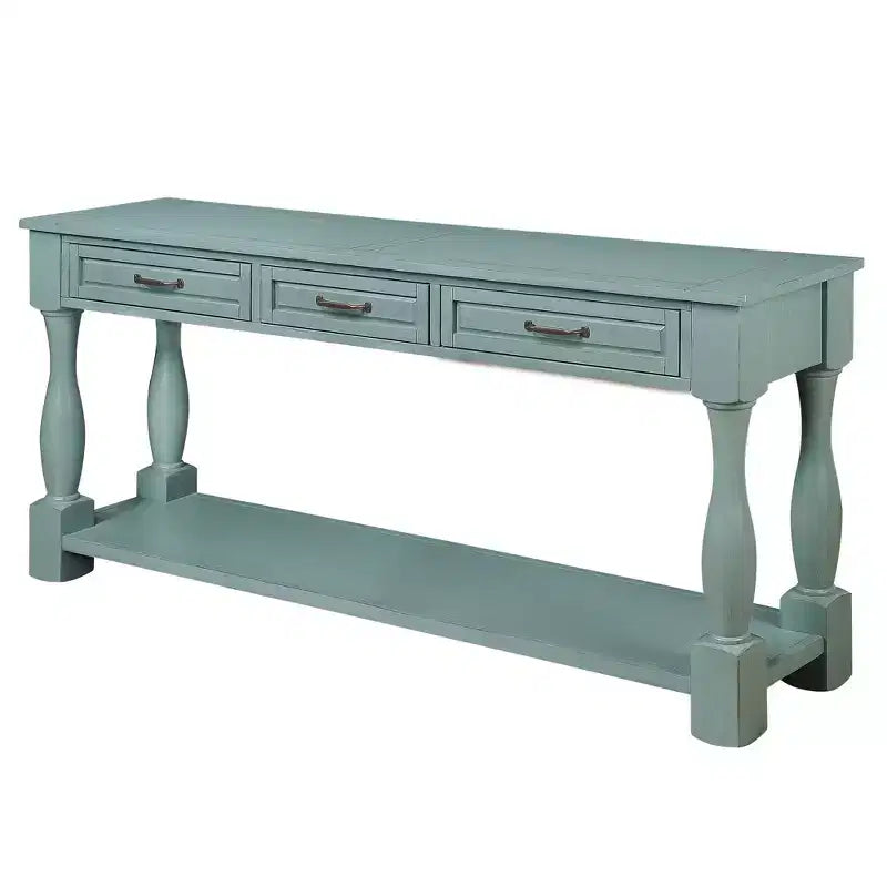 TUYOHW Table console en bois de 160 cm, table d'entrée avec 3 tiroirs et 1 étagère inférieure, table de canapé extra-épaisse pour entrée, couloir
