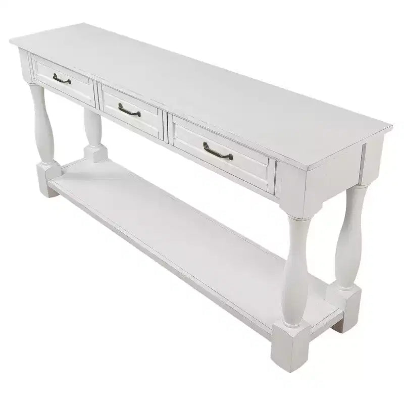 TUYOHW Table console en bois de 160 cm, table d'entrée avec 3 tiroirs et 1 étagère inférieure, table de canapé extra-épaisse pour entrée, couloir