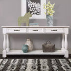 TUYOHW 63in Long Wood Console Table, Entryway Table with 3 Drawers and 1 Bottom Shelf, Extra-thick Sofa Table for Entryway, Hallway