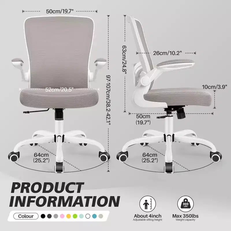 Chaise de Bureau Ergonomique KERDOM, Soutien Lombaire Réglable, Tissu en Maille Respirant, Durable et Fiable