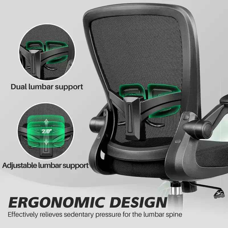 Chaise de Bureau Ergonomique KERDOM, Soutien Lombaire Réglable, Tissu en Maille Respirant, Durable et Fiable