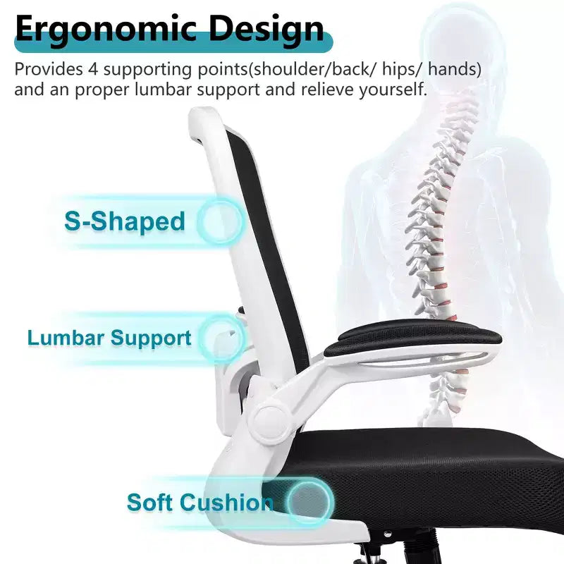Chaise de Bureau Ergonomique KERDOM, Soutien Lombaire Réglable, Tissu en Maille Respirant, Durable et Fiable