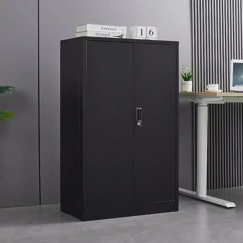 VIYET 41.97H Armoire de rangement métallique pliante, classeur avec portes verrouillables et étagère réglable, noir
