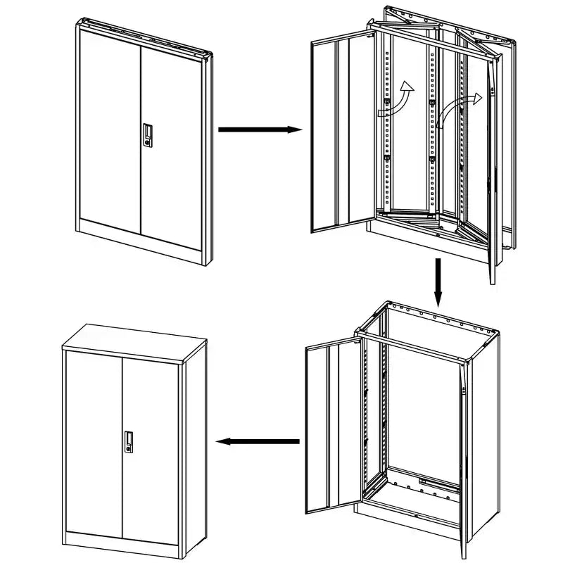 VIYET 41.97H Armoire de rangement métallique pliante, classeur avec portes verrouillables et étagère réglable, noir