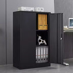 VIYET 41.97H Armoire de rangement métallique pliante, classeur avec portes verrouillables et étagère réglable, noir