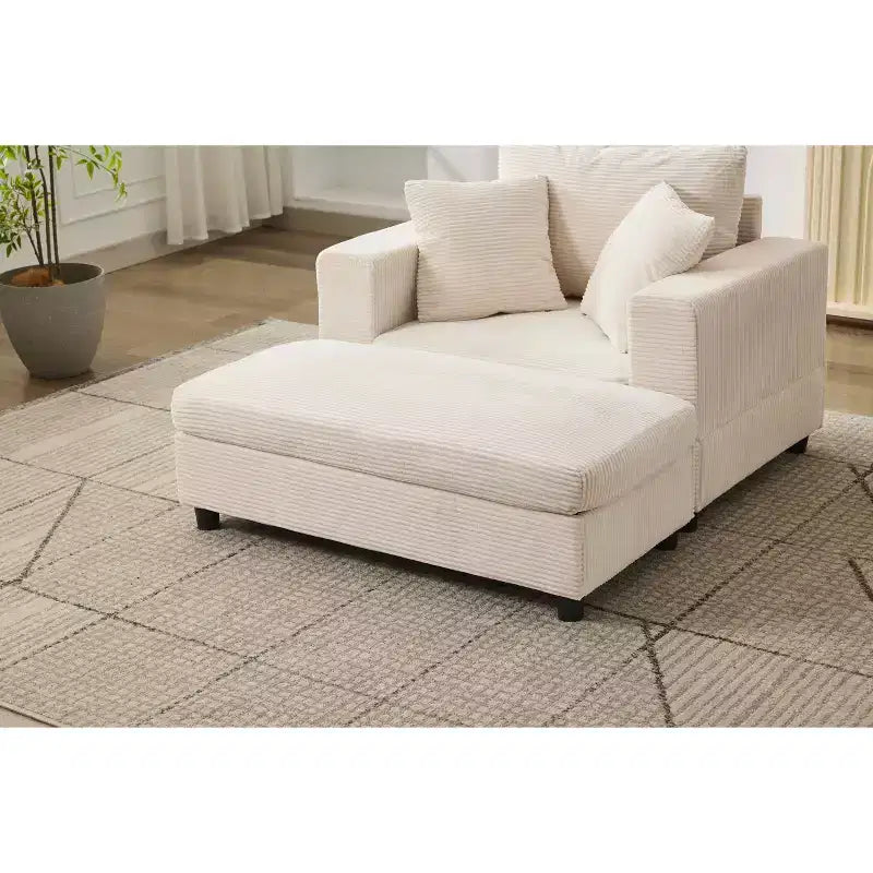 MAYEERTY Chaise Longue avec Ottoman de Rangement Amovible, Canapé-Lit Rembourré avec Oreillers Fauteuil Profond pour Salon Chambre