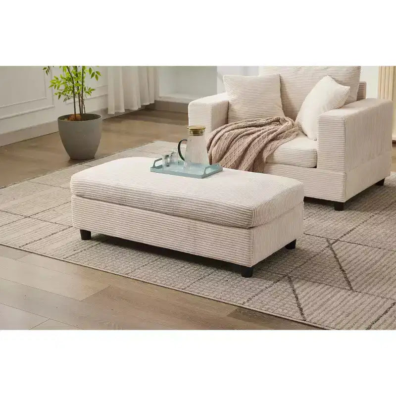 MAYEERTY Chaise Longue avec Ottoman de Rangement Amovible, Canapé-Lit Rembourré avec Oreillers Fauteuil Profond pour Salon Chambre