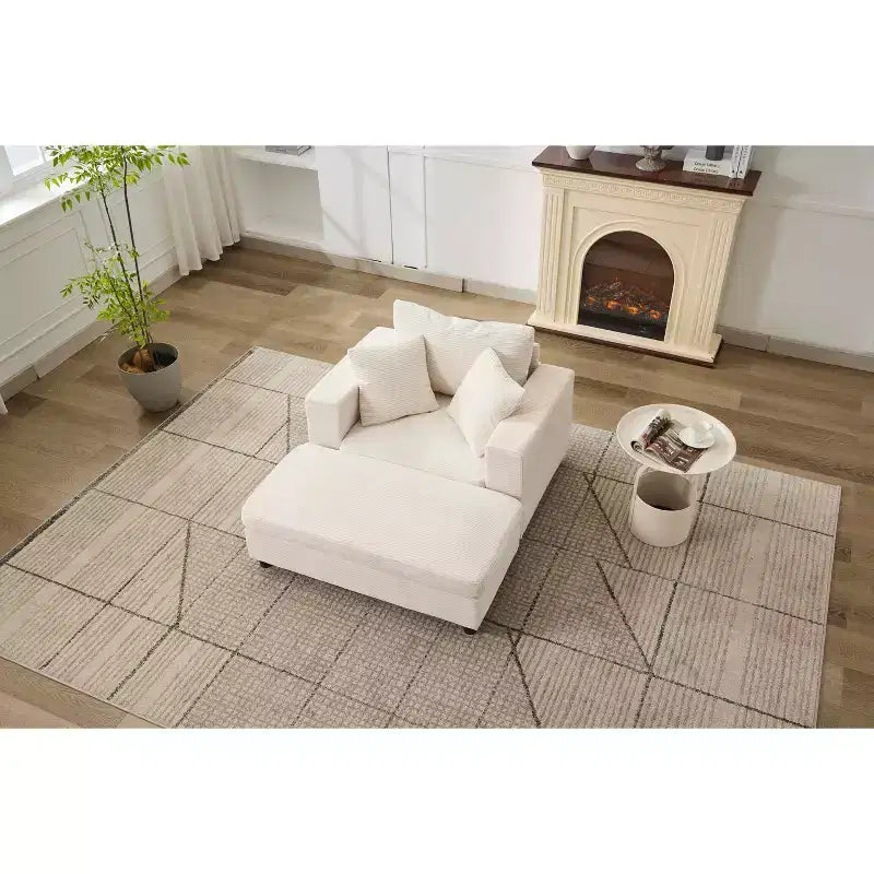 MAYEERTY Chaise Longue avec Ottoman de Rangement Amovible, Canapé-Lit Rembourré avec Oreillers Fauteuil Profond pour Salon Chambre