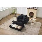 MAYEERTY Chaise Longue avec Ottoman de Rangement Amovible, Canapé-Lit Rembourré avec Oreillers Fauteuil Profond pour Salon Chambre