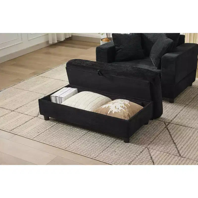 MAYEERTY Chaise Longue avec Ottoman de Rangement Amovible, Canapé-Lit Rembourré avec Oreillers Fauteuil Profond pour Salon Chambre