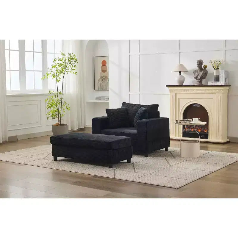 MAYEERTY Chaise Longue avec Ottoman de Rangement Amovible, Canapé-Lit Rembourré avec Oreillers Fauteuil Profond pour Salon Chambre
