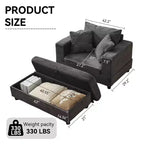 MAYEERTY Chaise Longue avec Ottoman de Rangement Amovible, Canapé-Lit Rembourré avec Oreillers Fauteuil Profond pour Salon Chambre