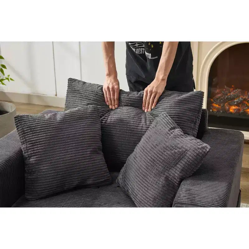 MAYEERTY Chaise Longue avec Ottoman de Rangement Amovible, Canapé-Lit Rembourré avec Oreillers Fauteuil Profond pour Salon Chambre