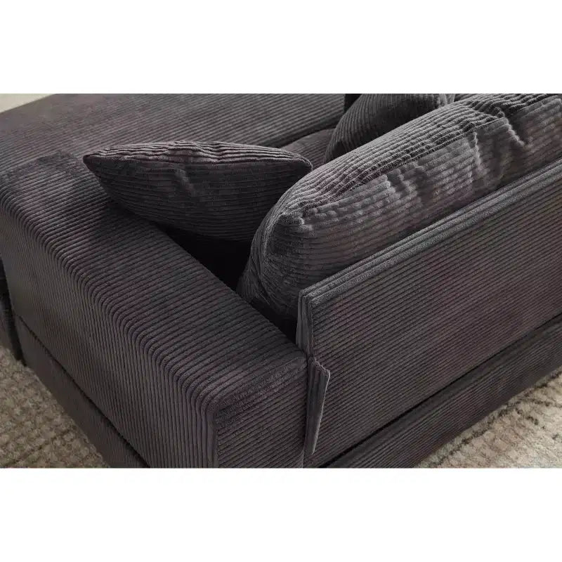 MAYEERTY Chaise Longue avec Ottoman de Rangement Amovible, Canapé-Lit Rembourré avec Oreillers Fauteuil Profond pour Salon Chambre