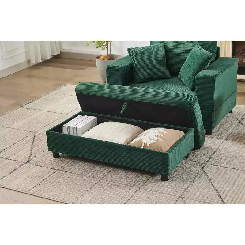 MAYEERTY Chaise Longue avec Ottoman de Rangement Amovible, Canapé-Lit Rembourré avec Oreillers Fauteuil Profond pour Salon Chambre