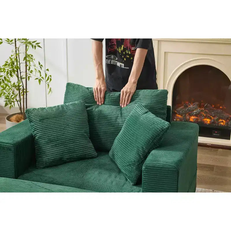 MAYEERTY Chaise Longue avec Ottoman de Rangement Amovible, Canapé-Lit Rembourré avec Oreillers Fauteuil Profond pour Salon Chambre