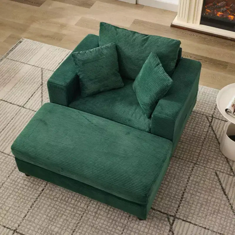MAYEERTY Chaise Longue avec Ottoman de Rangement Amovible, Canapé-Lit Rembourré avec Oreillers Fauteuil Profond pour Salon Chambre