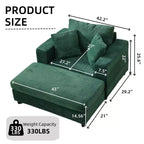 MAYEERTY Chaise Longue avec Ottoman de Rangement Amovible, Canapé-Lit Rembourré avec Oreillers Fauteuil Profond pour Salon Chambre
