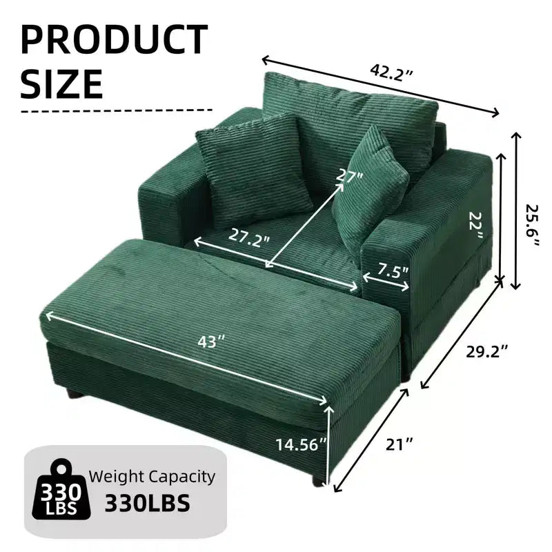 MAYEERTY Chaise Longue avec Ottoman de Rangement Amovible, Canapé-Lit Rembourré avec Oreillers Fauteuil Profond pour Salon Chambre