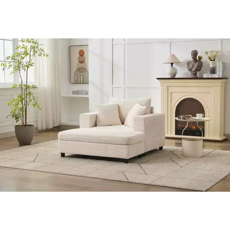 MAYEERTY Chaise Longue avec Ottoman de Rangement Amovible, Canapé-Lit Rembourré avec Oreillers Fauteuil Profond pour Salon Chambre