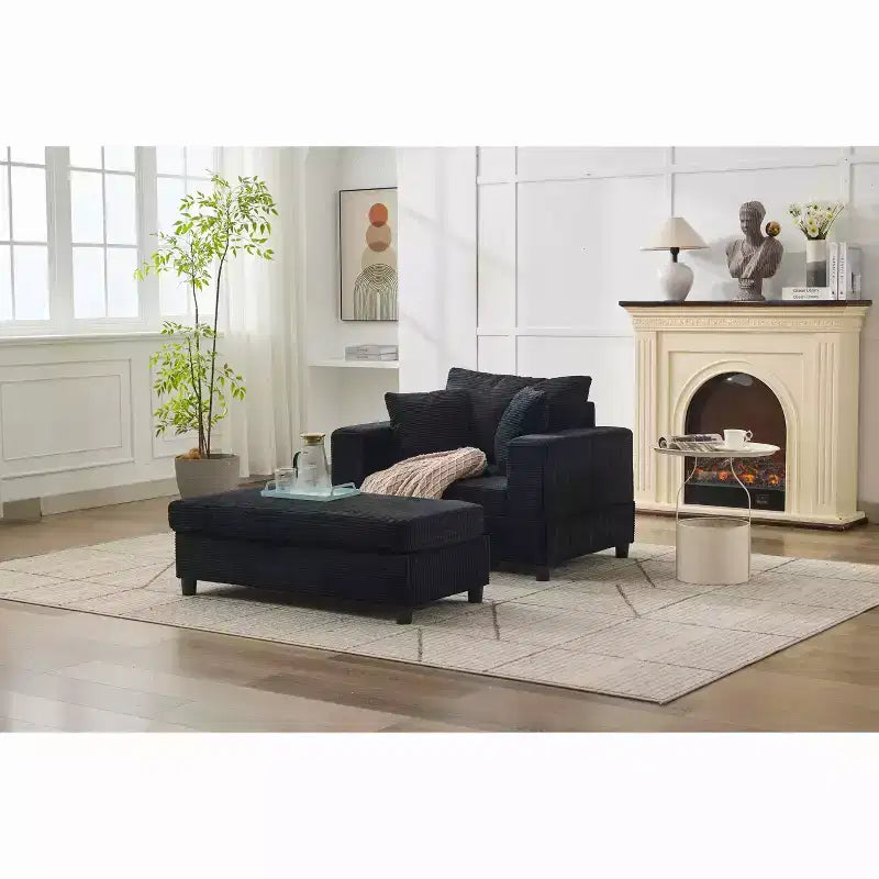 MAYEERTY Chaise Longue avec Ottoman de Rangement Amovible, Canapé-Lit Rembourré avec Oreillers Fauteuil Profond pour Salon Chambre