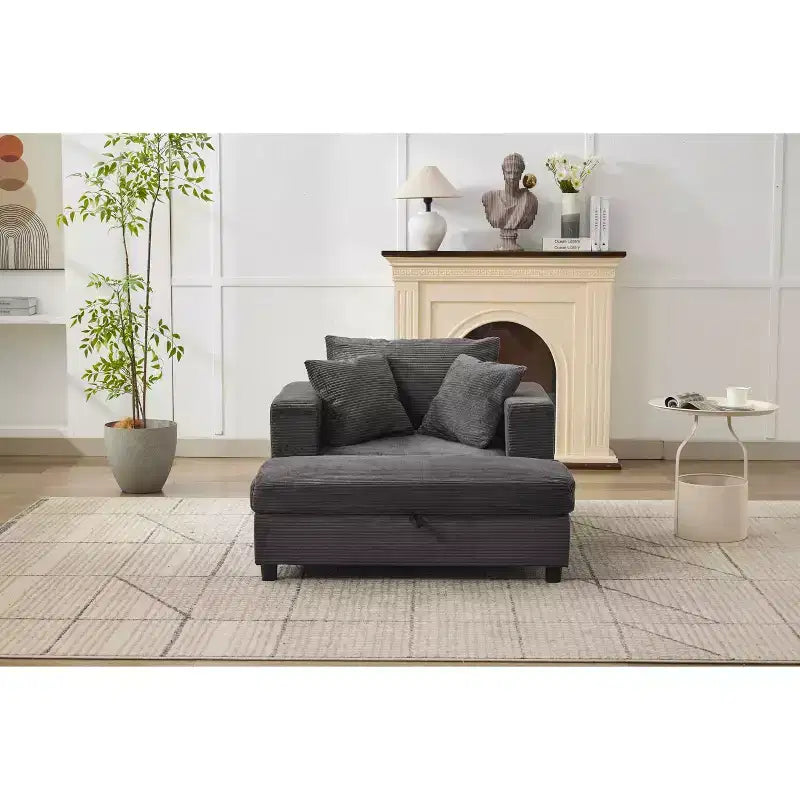 MAYEERTY Chaise Longue avec Ottoman de Rangement Amovible, Canapé-Lit Rembourré avec Oreillers Fauteuil Profond pour Salon Chambre