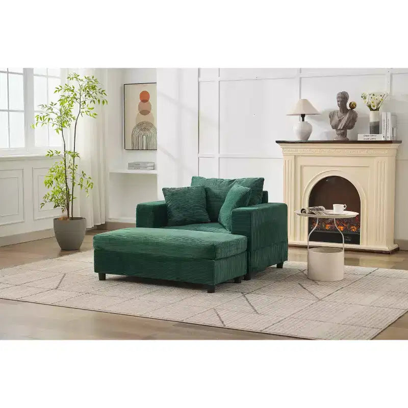 MAYEERTY Chaise Longue avec Ottoman de Rangement Amovible, Canapé-Lit Rembourré avec Oreillers Fauteuil Profond pour Salon Chambre