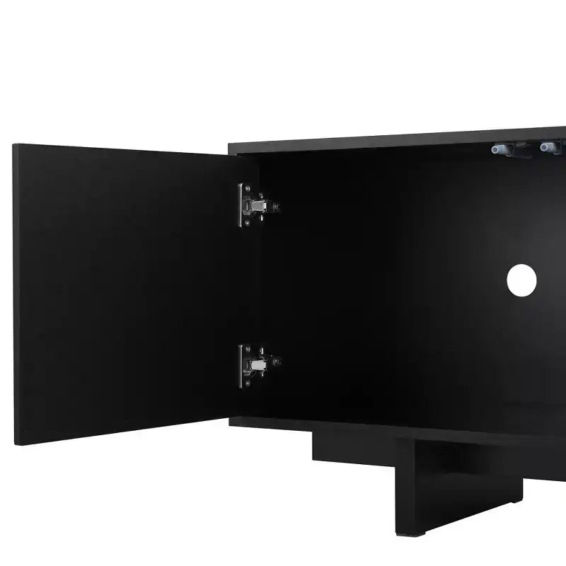 VIYET 69.6Meuble TV Rétro en Bois pour TV jusqu'à 75 pouces, Console Multimédia Rustique avec Portes Ondulées et Gestion des Câbles, Noir